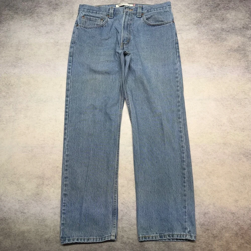 Levis 505 Regular Fit Mens 32x30 Blue Medium Wash Straight Leg Denim Jeans Y2K